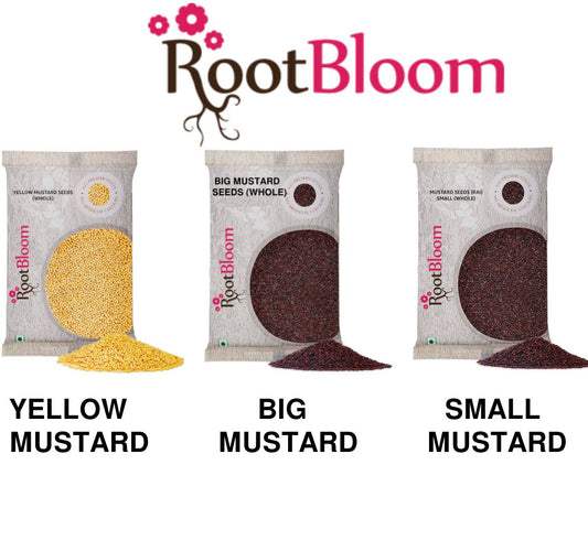 RootBloom®™ Mustard Seeds (Small, Big and Yellow Mustard) for Pickle and Coooking